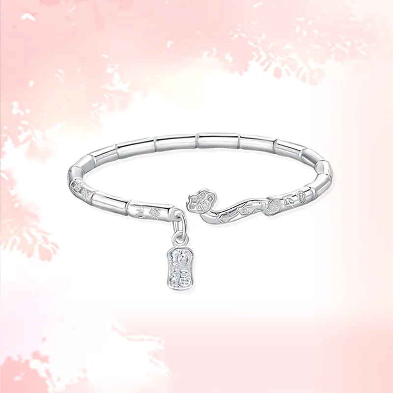 ZHONGLING 999 Fine Silver Sterling Silver Bracelets Women's-2