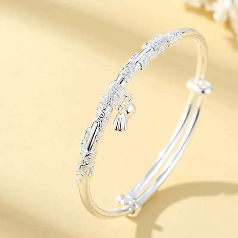 ZHONGLING 999 Fine Silver Sterling Silver Bracelets Women's-2