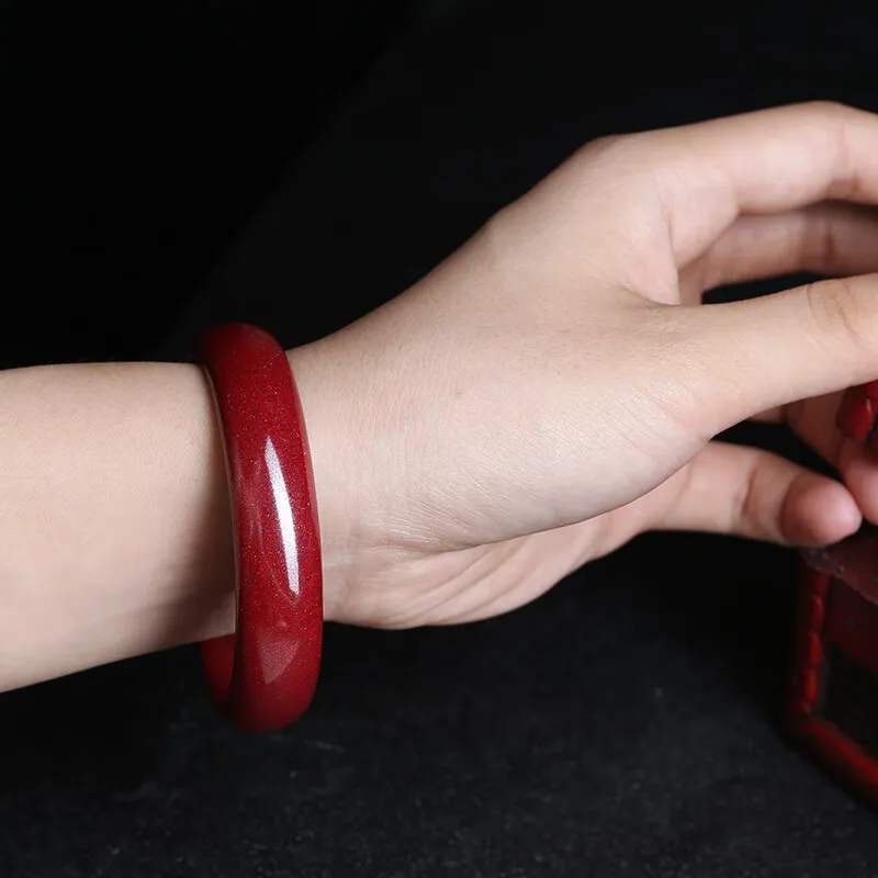 ZHONGLING Reconstructed Cinnabar Jade Bangles Women's-1