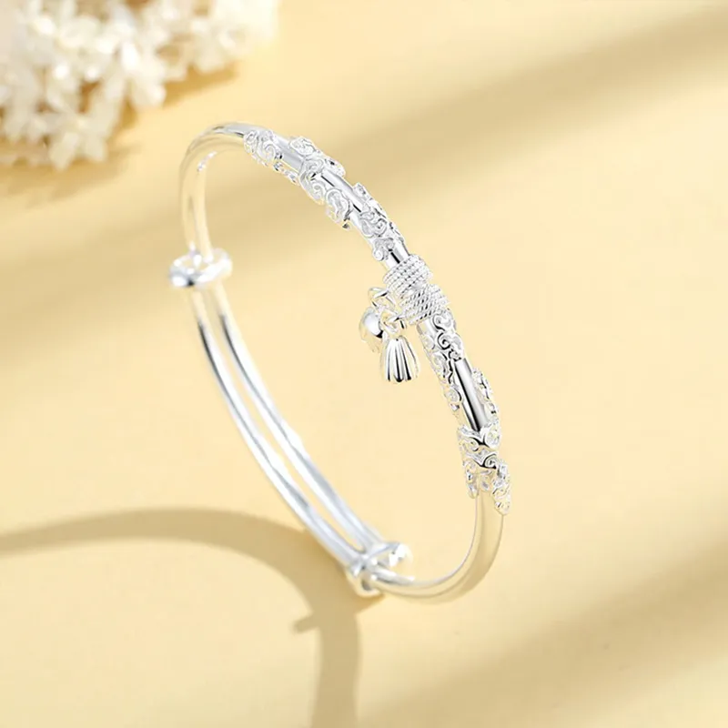 ZHONGLING 999 Fine Silver Sterling Silver Bracelets Women's-3