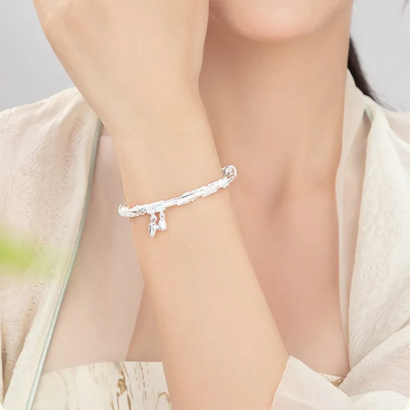 ZHONGLING 999 Fine Silver Sterling Silver Bracelets Women's-5