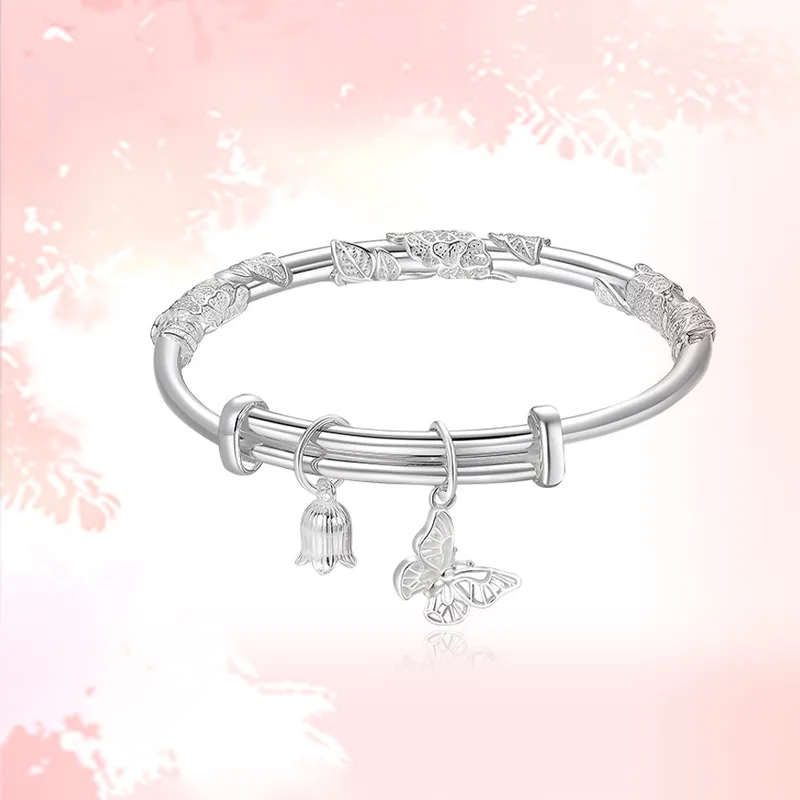 ZHONGLING 999 Fine Silver Sterling Silver Bracelets Women's-5