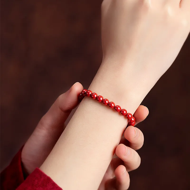 ZHONGLING Reconstructed Cinnabar Jade Bracelets Unisex-1
