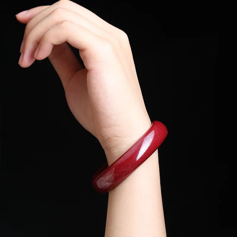 ZHONGLING Reconstructed Cinnabar Jade Bangles Women's-2