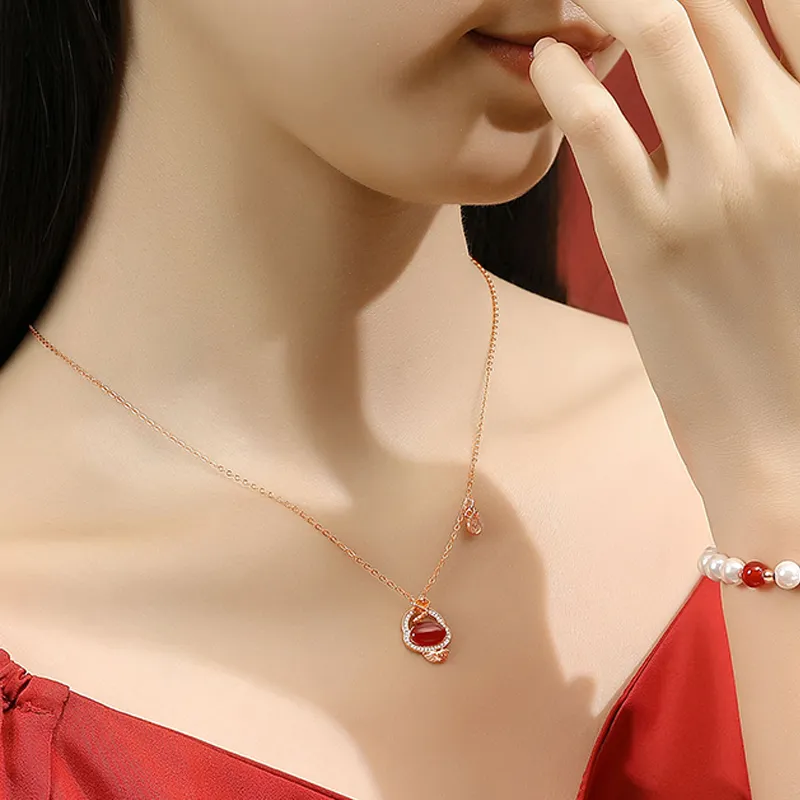ZHONGLING Agate Necklaces Women's-2