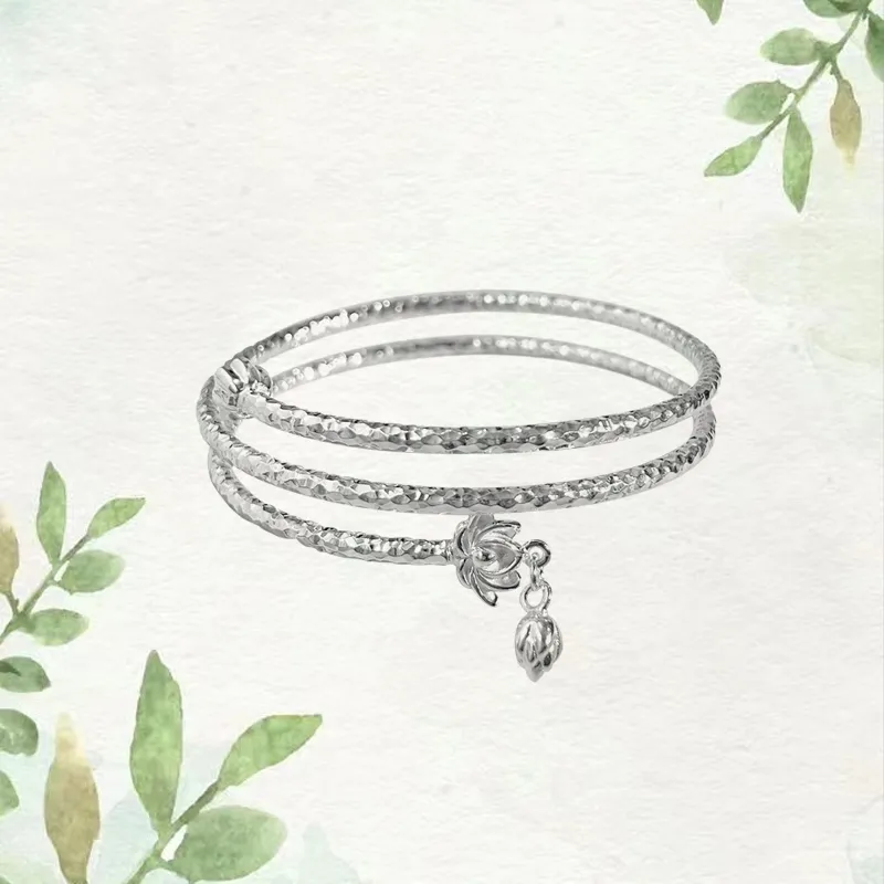 ZHONGLING 999 Fine Silver Sterling Silver Bracelets Women's-5