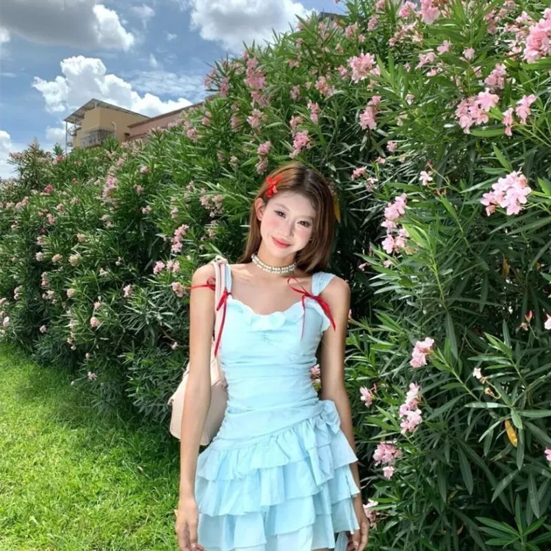 JOSR Slip Dresses Women's Blue-4
