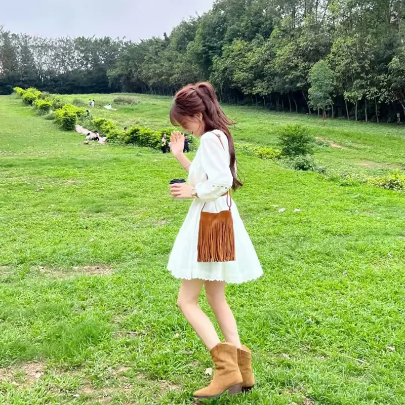 JOSR Long Sleeved Dress Women's White-3