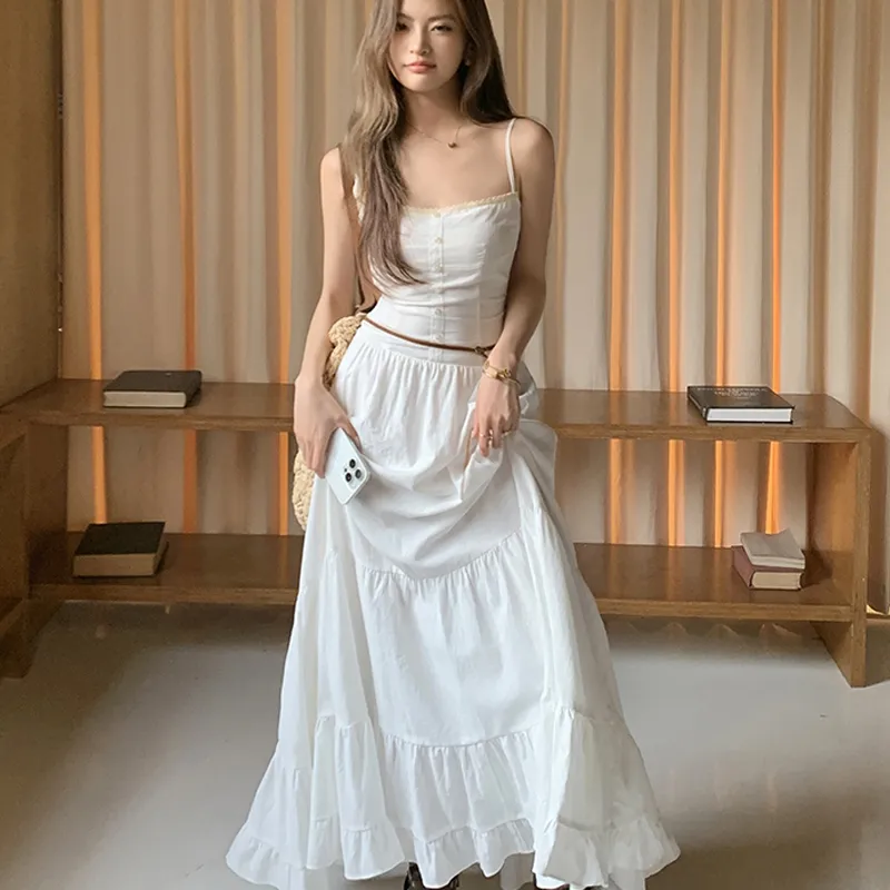 JOSR Slip Dresses Women's White-3