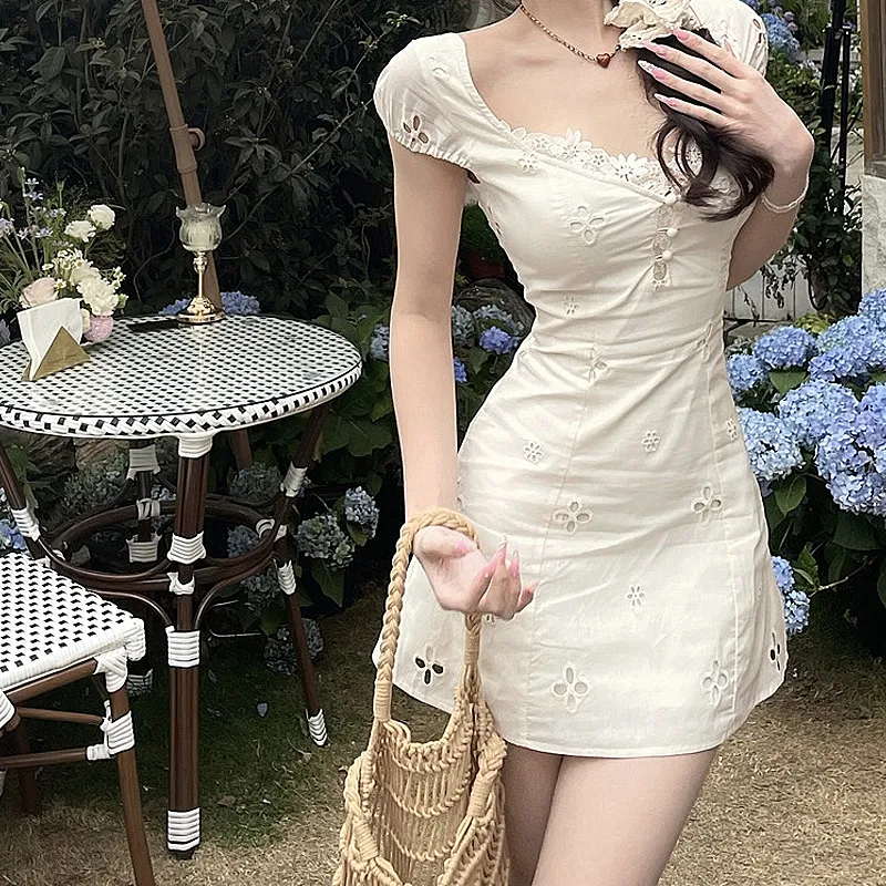 JOSR Short Sleeved Dresses Women's White-2