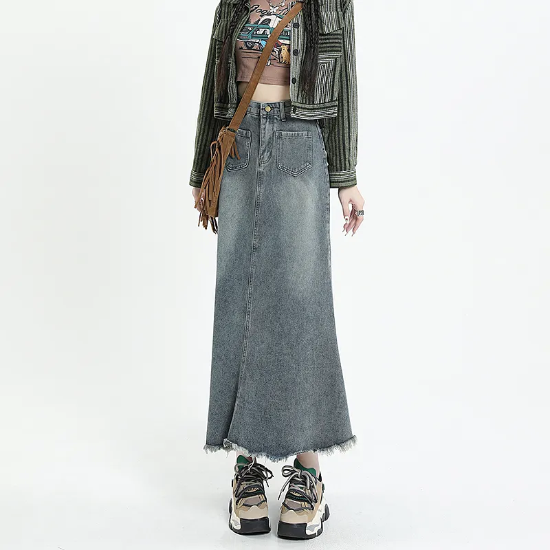JOSR Denim Long Skirt Women's Blue-2