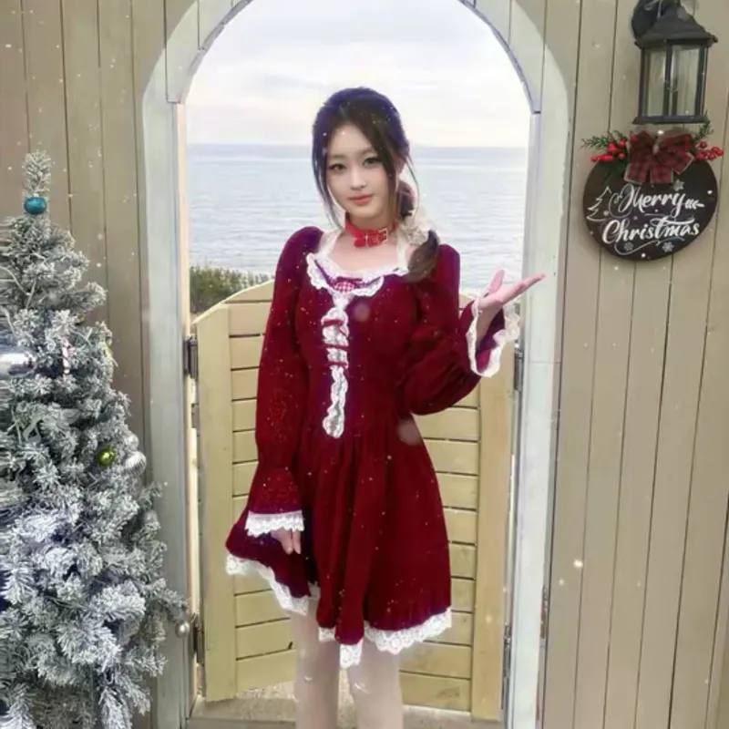 JOSR Long Sleeved Dress Women's Red-4