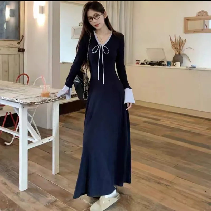 JOSR Long Sleeved Dress Women's Navy Blue-3