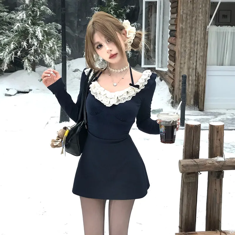 JOSR Long Sleeved Dress Women's Navy Blue-3