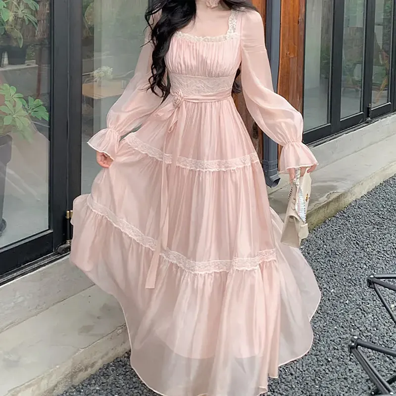 JOSR Long Sleeved Dresses Women's Pink-3