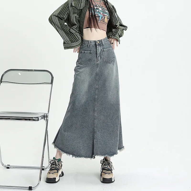 JOSR Denim Long Skirt Women's Blue-4