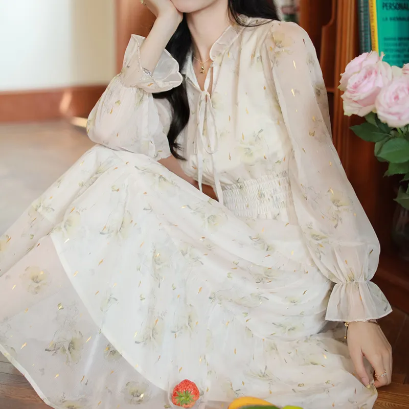 JOSR Long Sleeved Dresses Women's Apricot-3