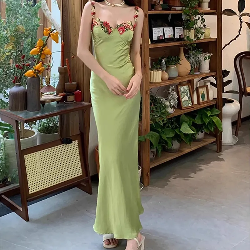 JOSR Slip Dresses Women's Green-2