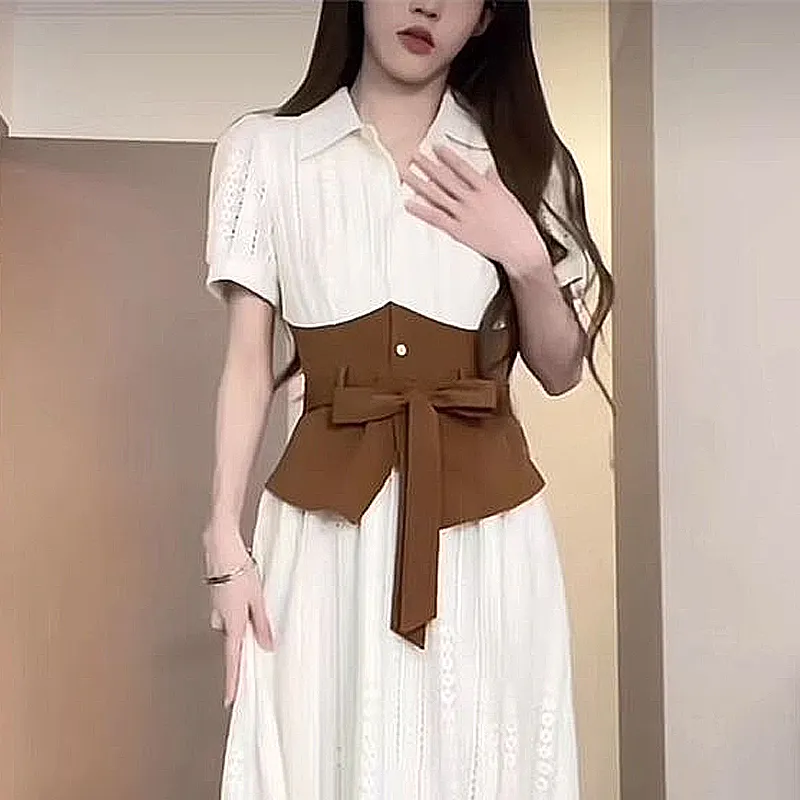 JOSR Short Sleeved Dresses Women's White-3