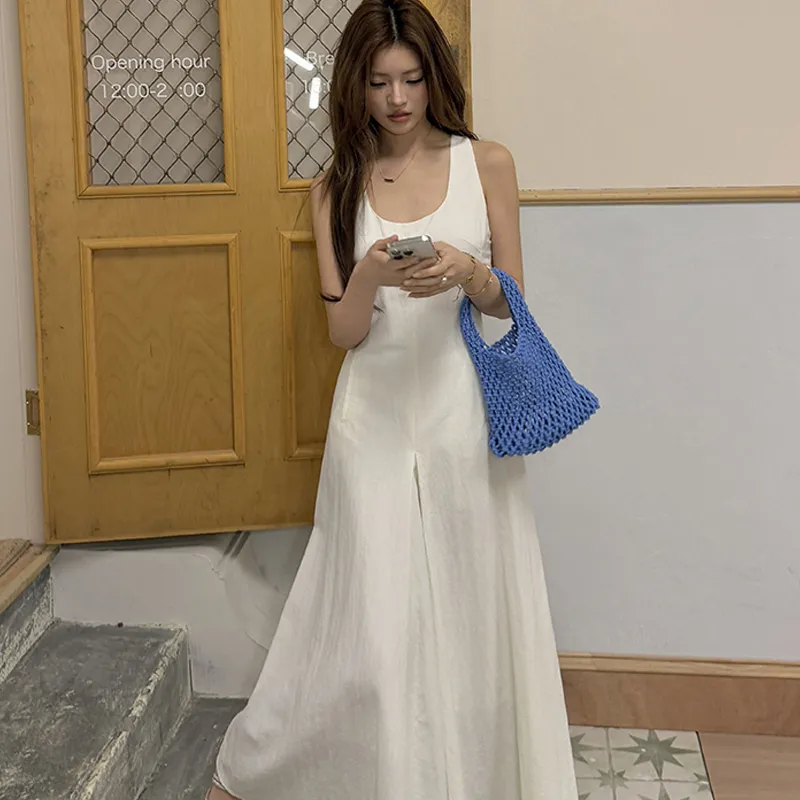 JOSR Sleeveless Dresses Women's White-5