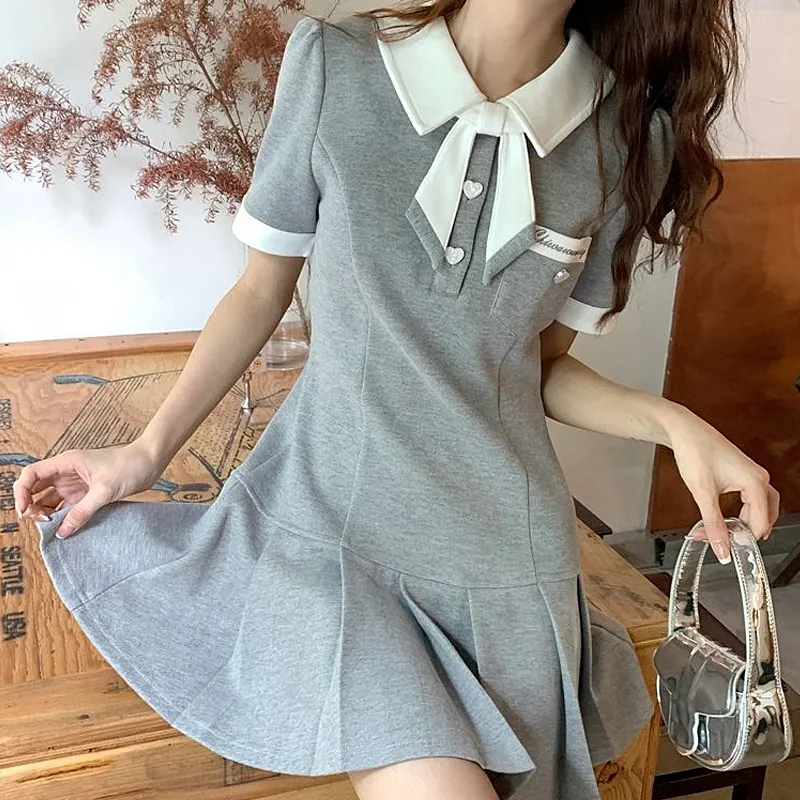 JOSR Short Sleeved Dresses Women's Gray-4