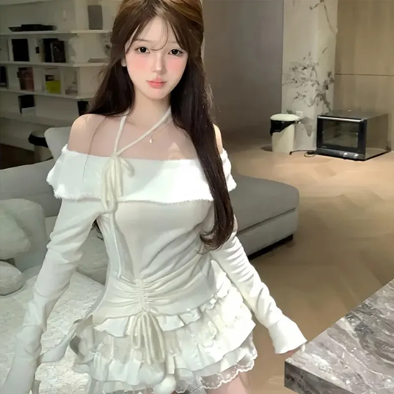 JOSR Long Sleeved Dress Women's White-2