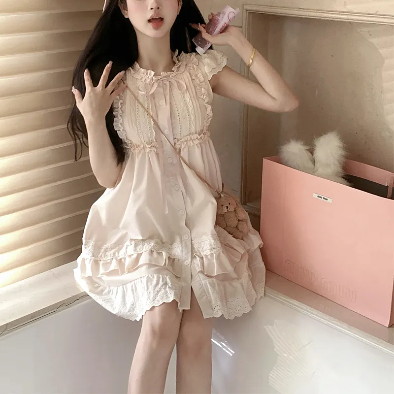 JOSR Short Sleeved Dresses Women's Apricot-2