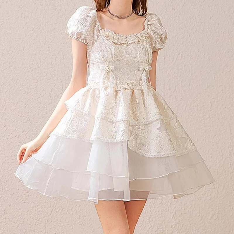 JOSR Short Sleeved Dresses Women's Iridescent Flat White-5