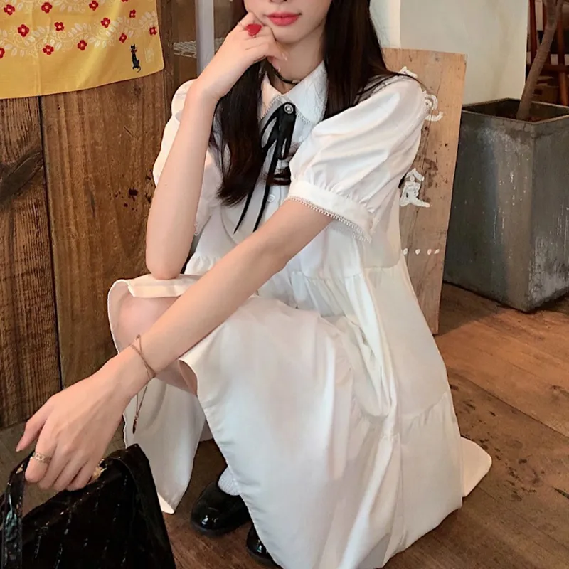JOSR Short Sleeved Dresses Women's White-3