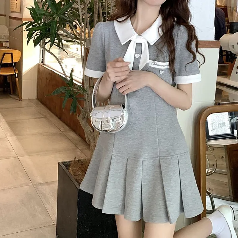 JOSR Short Sleeved Dresses Women's Gray-2