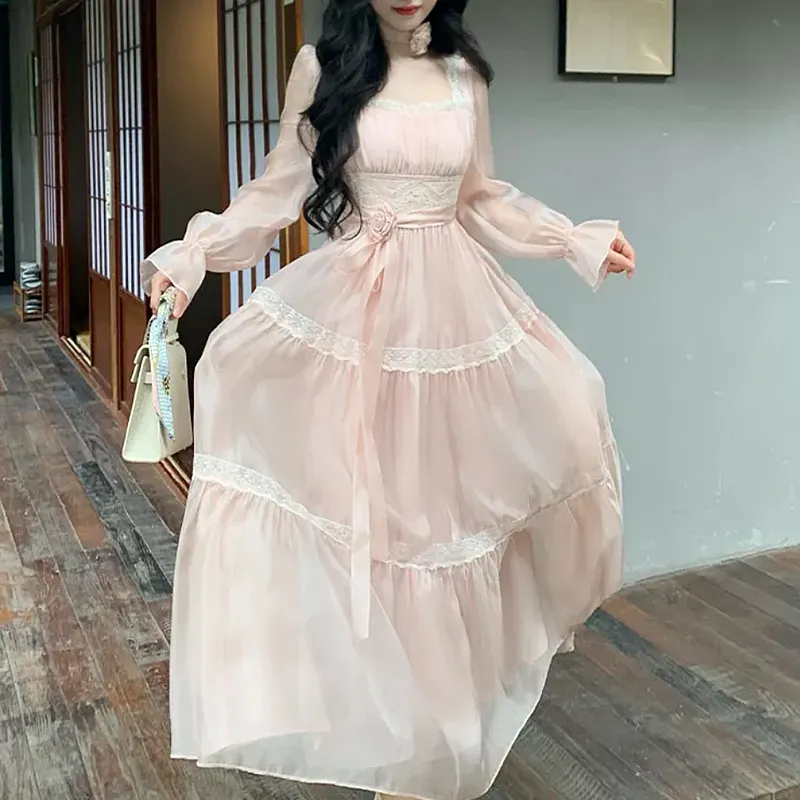 JOSR Long Sleeved Dresses Women's Pink-4