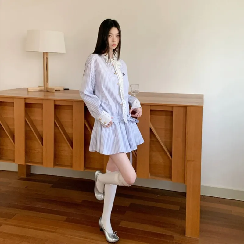 JOSR Long Sleeved Dress Women's Light Blue-4