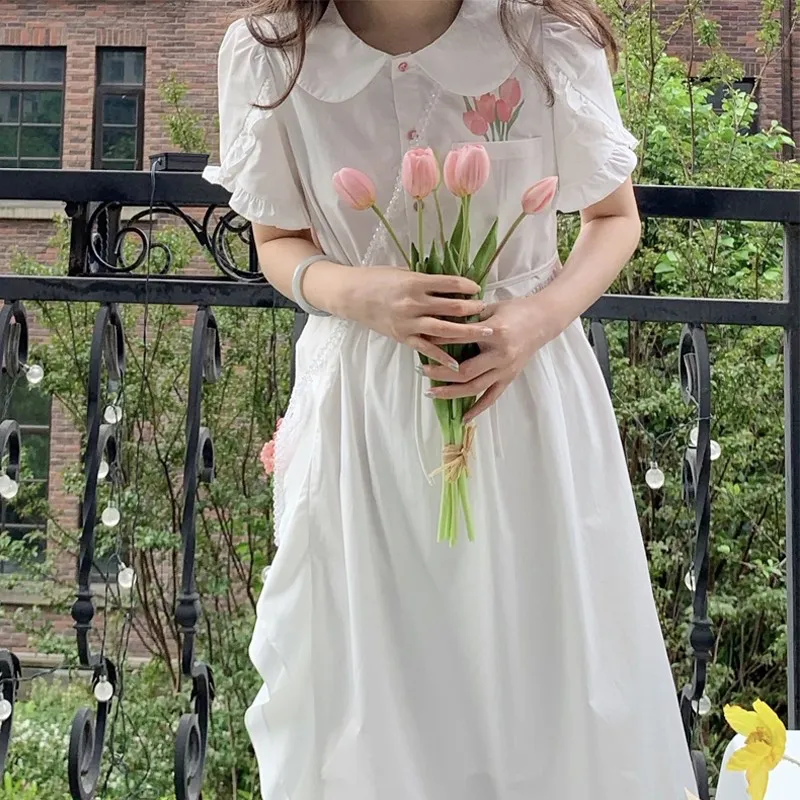 JOSR SS24 Short Sleeved Dresses Women's White-5