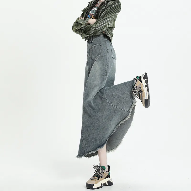 JOSR Denim Long Skirt Women's Blue-3