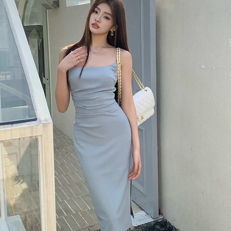 JOSR Slip Dresses Women's Blue-4