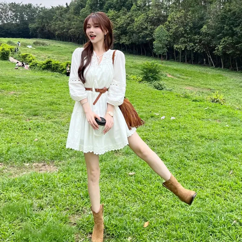 JOSR Long Sleeved Dress Women's White-2