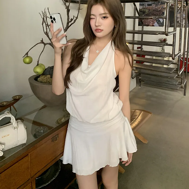 JOSR Sleeveless Dresses Women's White-5