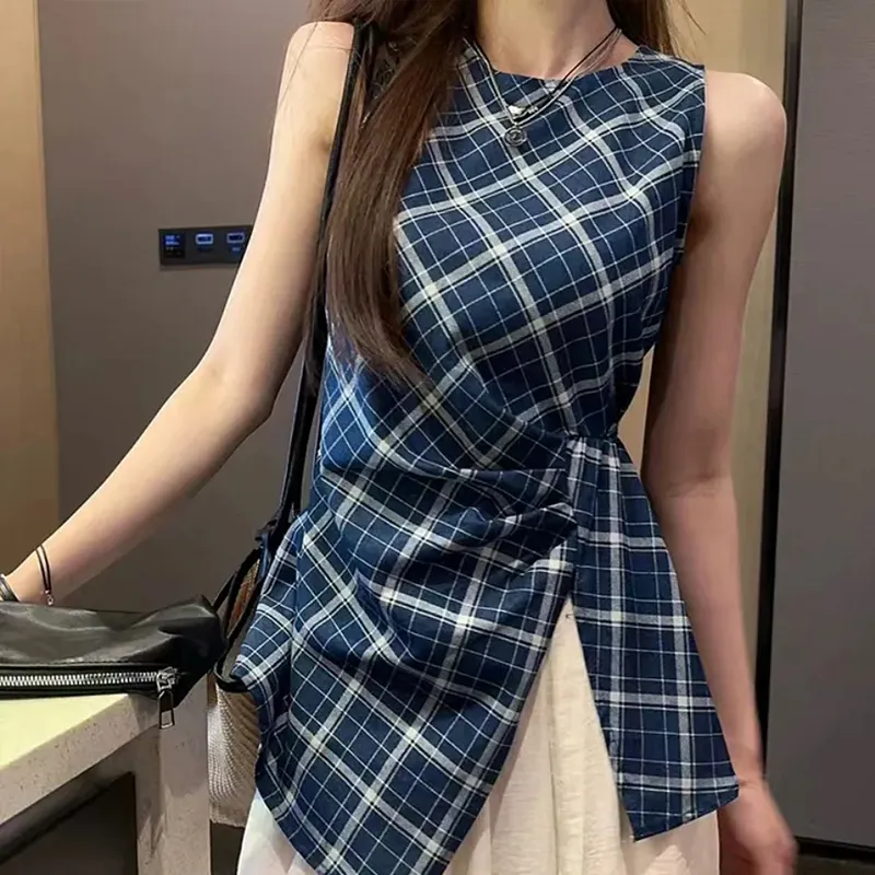 JOSR Sleeveless Dress Women's Plaid-3