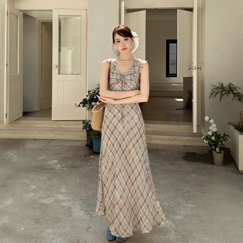 JOSR Sleeveless Dress Women's Plaid-2