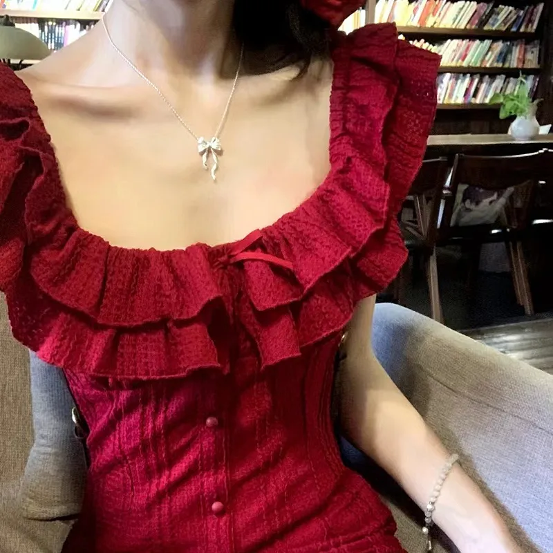 JOSR Sleeveless Dresses Women's Red-2