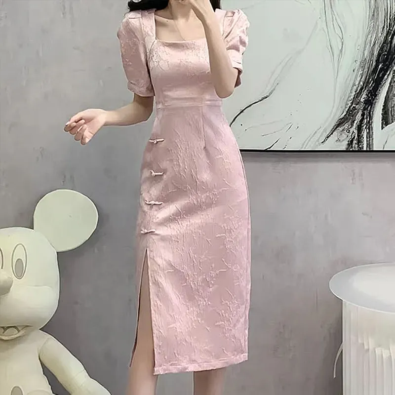 JOSR Short Sleeved Dresses Women's Pink-4