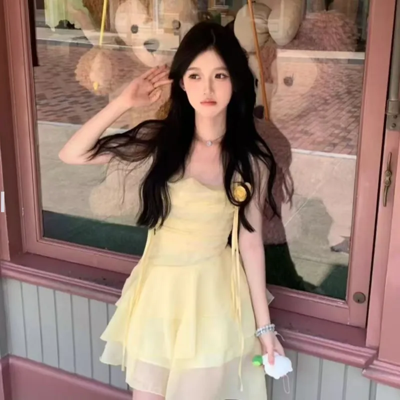 JOSR Slip Dresses Women's Yellow-2