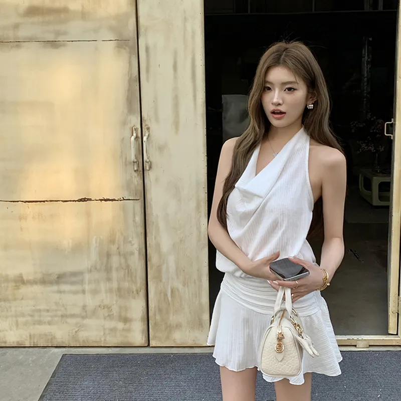 JOSR Sleeveless Dresses Women's White-2