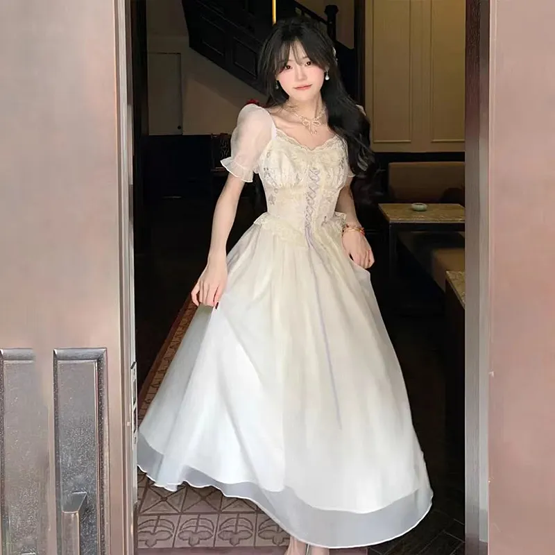 KUNZHUDAXIANG Short Sleeved Dress Women's Apricot-4