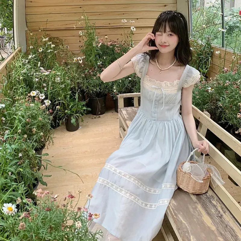 JOSR Short Sleeved Dress Women's Light Blue-4