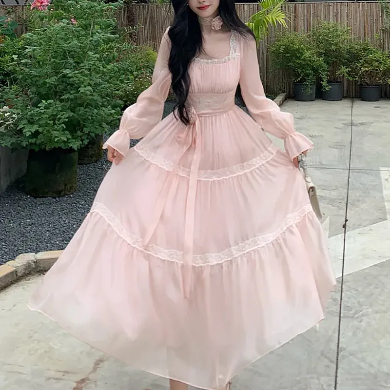 JOSR Long Sleeved Dresses Women's Pink-5