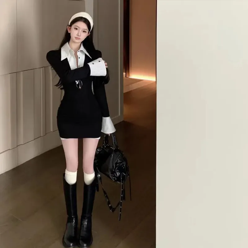JOSR Long Sleeved Dresses Women's Black-4