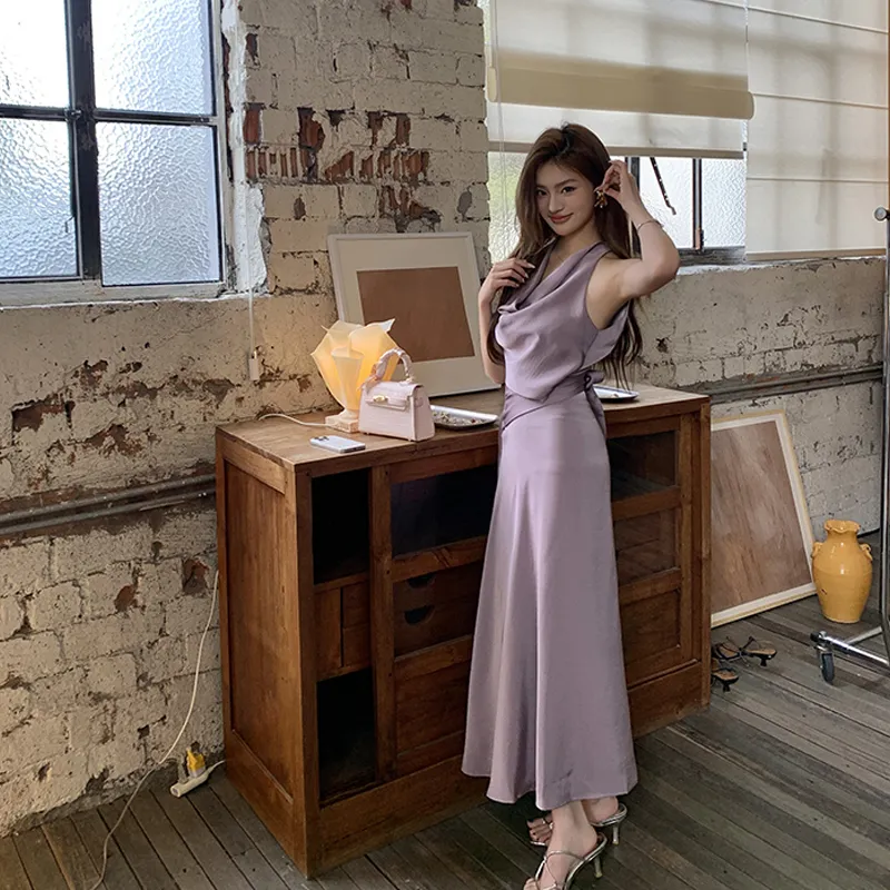JOSR Sleeveless Dresses Women's Purple-2