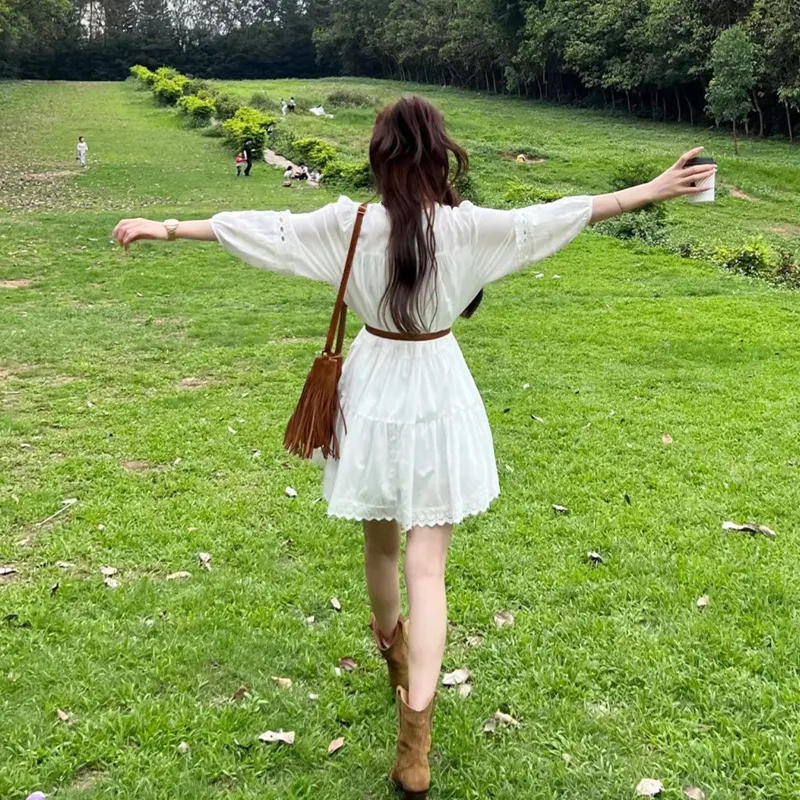 JOSR Long Sleeved Dress Women's White-4