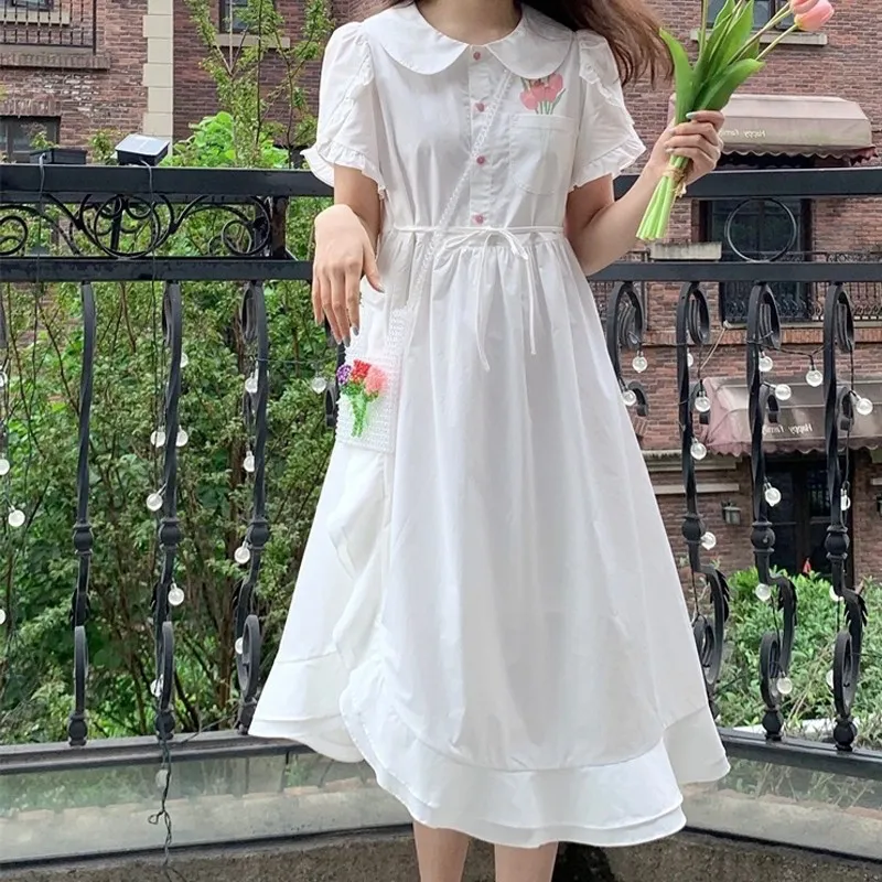 JOSR SS24 Short Sleeved Dresses Women's White-4